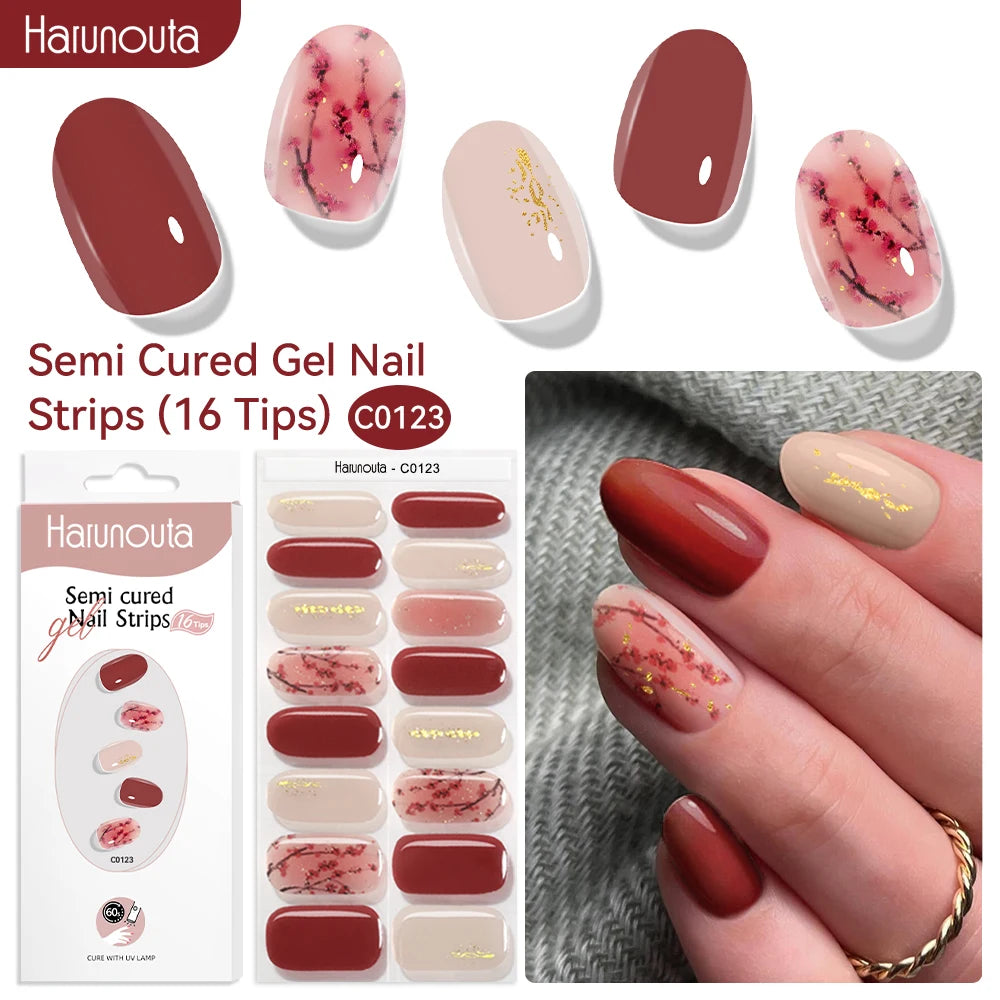 NailGlow™ Marble Red – Stickers Ongles Gel Semi-Cuit Effet Marbré