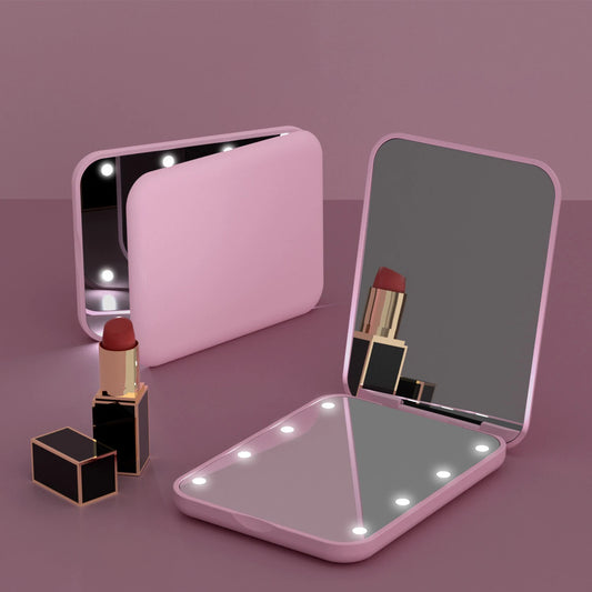 GlowMirror™ Mini – Faltbarer LED-Schminkspiegel mit 1-fach & 2-fach Vergrößerung