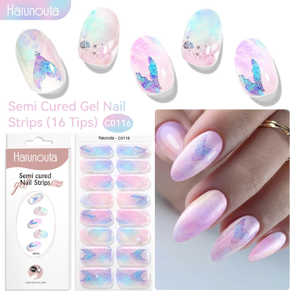 NailGlow™ Marble Red – Stickers Ongles Gel Semi-Cuit Effet Marbré