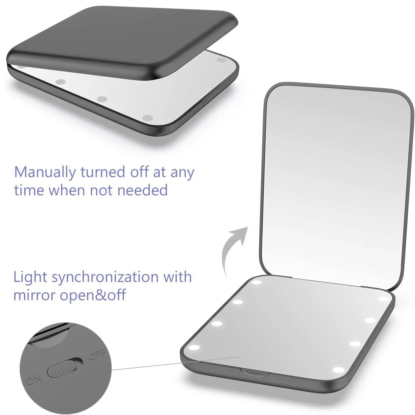 GlowMirror™ Mini – Faltbarer LED-Schminkspiegel mit 1-fach & 2-fach Vergrößerung
