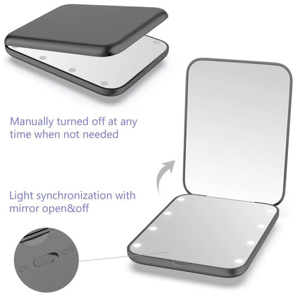 GlowMirror™ Mini – Faltbarer LED-Schminkspiegel mit 1-fach & 2-fach Vergrößerung