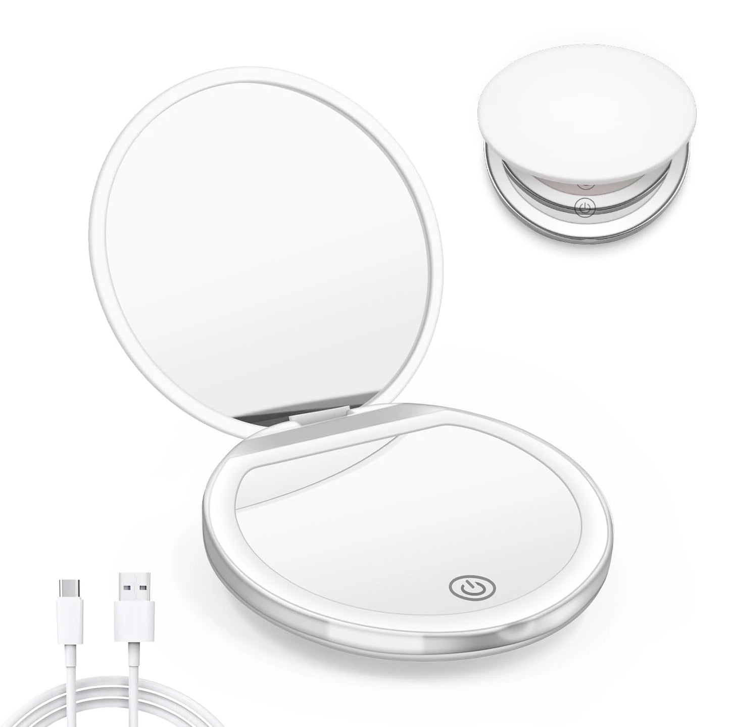 GlowMirror™ Pro – Miroir de Maquillage LED Rechargeable avec Grossissement 1X & 3X
