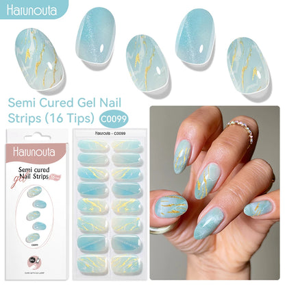 NailGlow™ Marble Red – Stickers Ongles Gel Semi-Cuit Effet Marbré