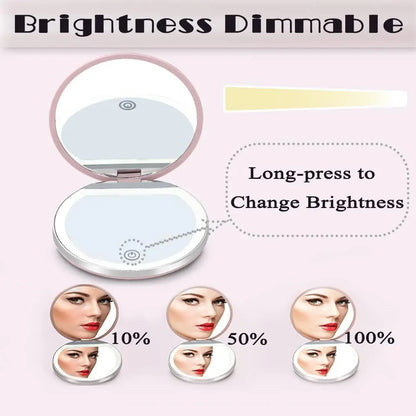 GlowMirror™ Pro – Miroir de Maquillage LED Rechargeable avec Grossissement 1X & 3X