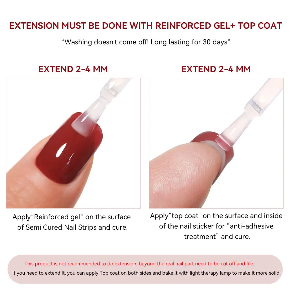 NailGlow™ Marble Red – Stickers Ongles Gel Semi-Cuit Effet Marbré
