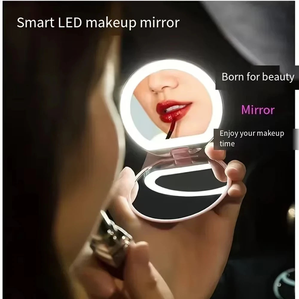 GlowMirror™ Pro – Miroir de Maquillage LED Rechargeable avec Grossissement 1X & 3X