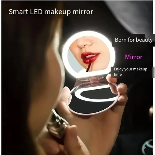 GlowMirror™ Pro – Miroir de Maquillage LED Rechargeable avec Grossissement 1X & 3X