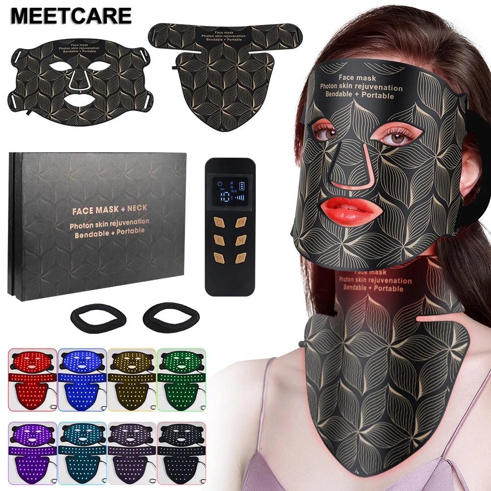 LumiSkin™ Elite – Masque LED Visage et Cou 8 Couleurs avec Lumière Rouge & Infrarouge