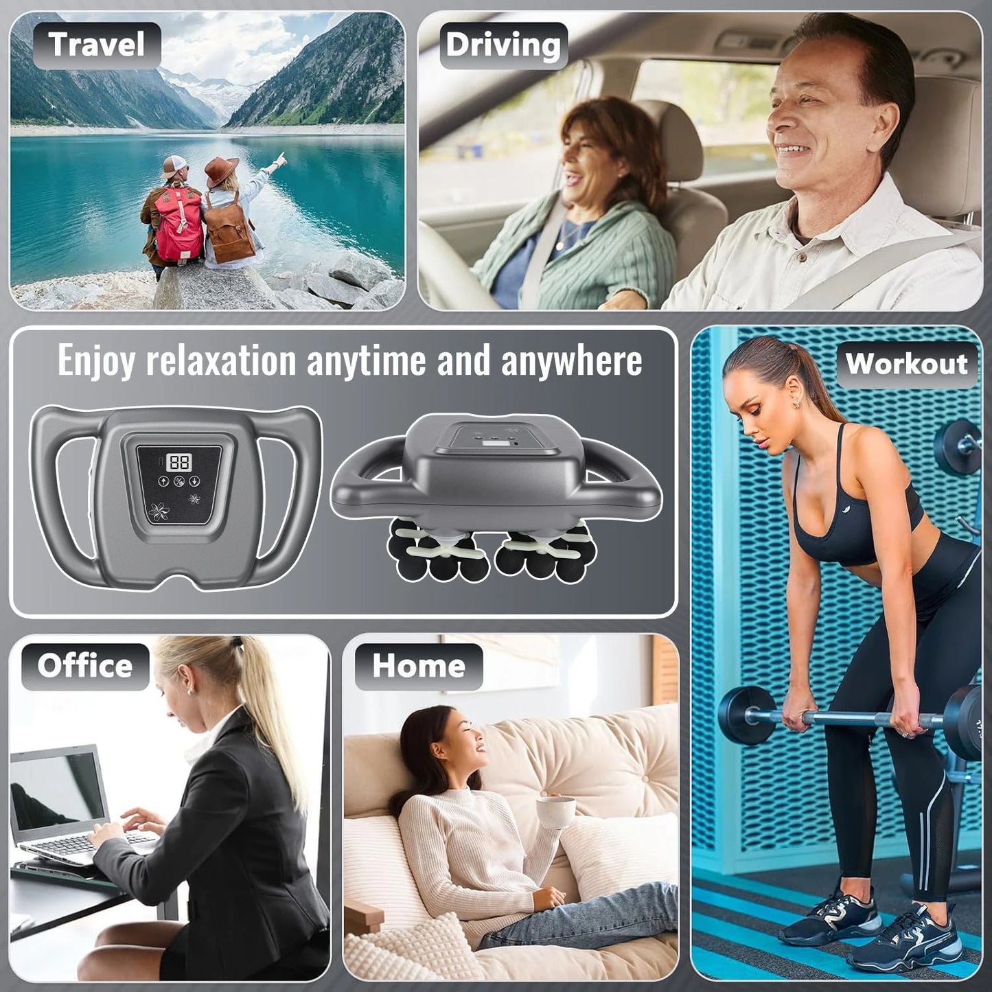 Pistolet de Massage Musculaire PulseRelief™ Pro – Massage Percussif Profond avec 16 ou 24 Têtes