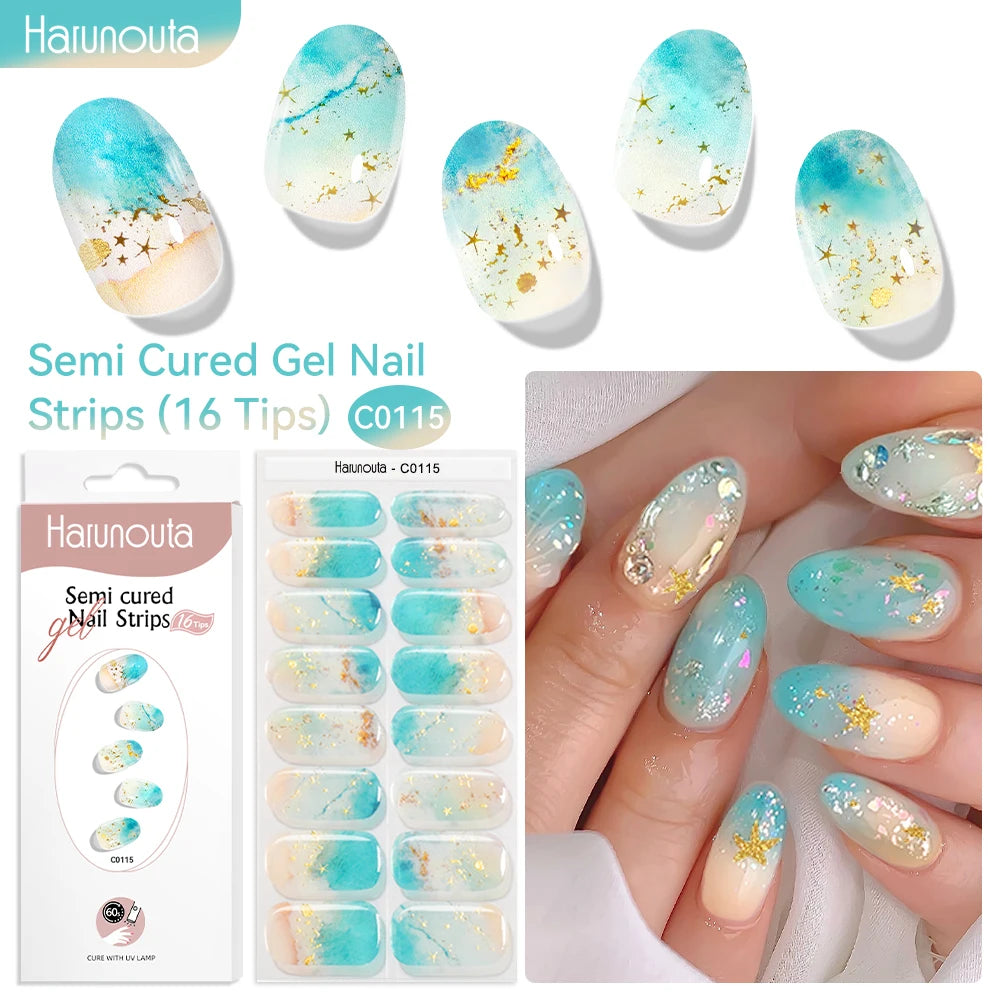 NailGlow™ Marble Red – Stickers Ongles Gel Semi-Cuit Effet Marbré