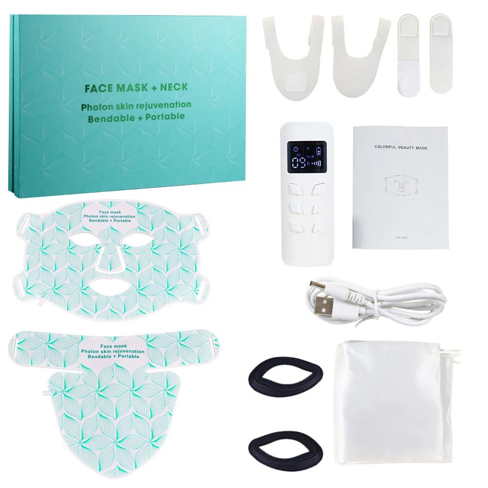 LumiSkin™ Elite – Masque LED Visage et Cou 8 Couleurs avec Lumière Rouge & Infrarouge