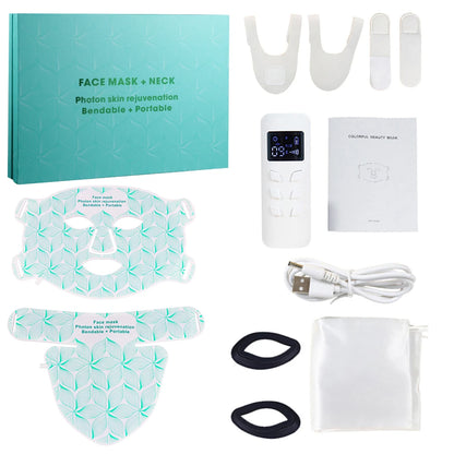 LumiSkin™ Elite – Masque LED Visage et Cou 8 Couleurs avec Lumière Rouge & Infrarouge
